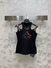 Fortok Louis Vuitton Knitted Rib Fabric Sleevelss Vest Black - 1