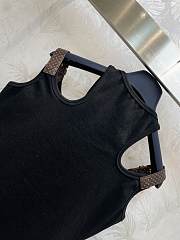 Fortok Louis Vuitton Knitted Rib Fabric Sleevelss Vest Black - 6