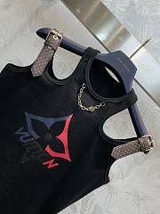 Fortok Louis Vuitton Knitted Rib Fabric Sleevelss Vest Black - 2
