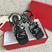 Fortok Valentino Rockstud Rivet Sandals Black - 1