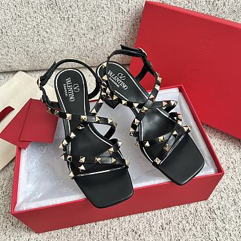 Fortok Valentino Rockstud Rivet Sandals Black