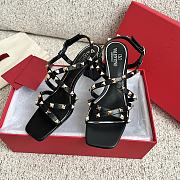 Fortok Valentino Rockstud Rivet Sandals Black - 5