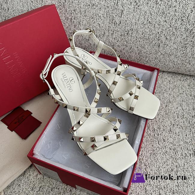 Fortok Valentino Rockstud Rivet Sandals White - 1