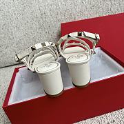 Fortok Valentino Rockstud Rivet Sandals White - 5