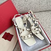 Fortok Valentino Rockstud Rivet Sandals White - 6