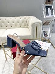 Fortok Valentino Vlogo Signature Patent Leather Slide Sandals Blue 60mm - 6