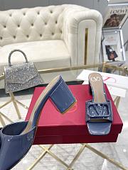Fortok Valentino Vlogo Signature Patent Leather Slide Sandals Blue 60mm - 4
