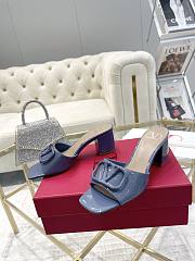 Fortok Valentino Vlogo Signature Patent Leather Slide Sandals Blue 60mm - 2