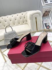 Fortok Valentino Vlogo Signature Patent Leather Slide Sandals Black 60mm - 6