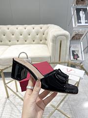 Fortok Valentino Vlogo Signature Patent Leather Slide Sandals Black 60mm - 4