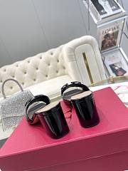 Fortok Valentino Vlogo Signature Patent Leather Slide Sandals Black 60mm - 3