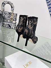 Fortok Dior Capture Heeled Ankle Boot Embroidered with Black Flower Motif - 3