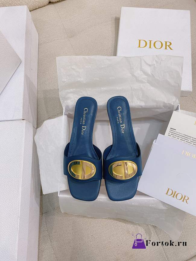 Fortok Dior Square Toe Sandals Blue - 1