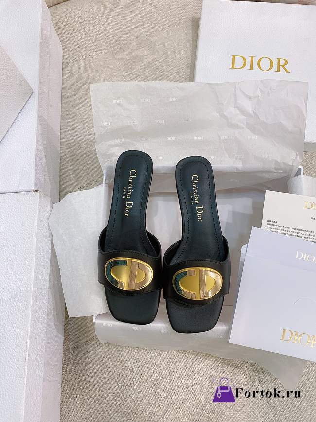 Fortok Dior Square Toe Sandals Black - 1