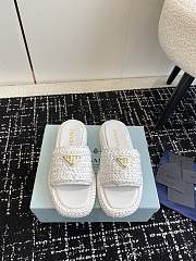 Fortok Prada Crochet Flatform Slides White - 1