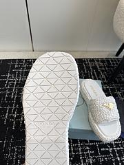 Fortok Prada Crochet Flatform Slides White - 6