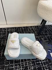 Fortok Prada Crochet Flatform Slides White - 5