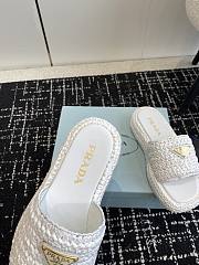 Fortok Prada Crochet Flatform Slides White - 3