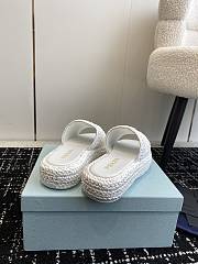 Fortok Prada Crochet Flatform Slides White - 2