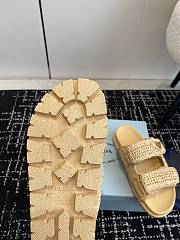 Fortok Prada Fussbett Raffia Dual Buckle Slide Sandals Beige - 2