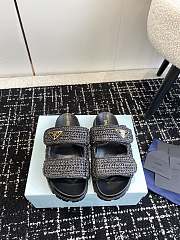 Fortok Prada Fussbett Raffia Dual Buckle Slide Sandals Black - 1