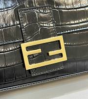 Fortok Fendi Baguette Black Crocodile Leather Bag 8628 27x6x16cm - 3
