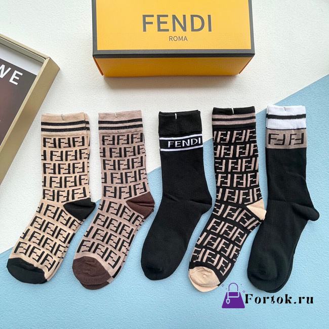 Fortok Fendi FF Logo High-top Socks Set - 1