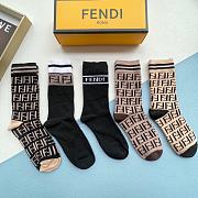 Fortok Fendi FF Logo High-top Socks Set - 6