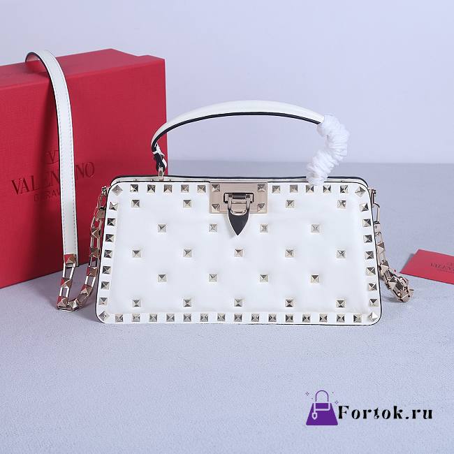 Fortok Valentino Garavani Rockstud 23 Handbag White 22053L 28x14x8cm - 1