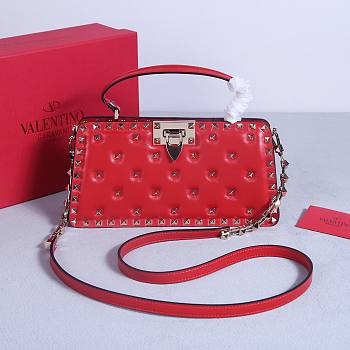 Fortok Valentino Garavani Rockstud 23 Handbag Red 22053L 28x14x8cm