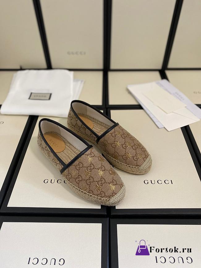 Fortok Gucci GG Supreme Bee Espadrille Shoes - 1