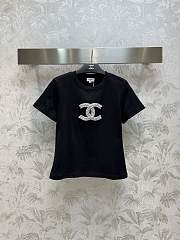 Fortok Chanel CC Embroidered Beaded T-shirt Black - 1