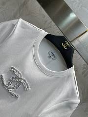 Fortok Chanel CC Embroidered Beaded T-shirt White - 6
