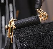 Fortok Dolce & Gabbana Rhinestone Sicily Shoulder Bag Black 20x16x8cm - 3