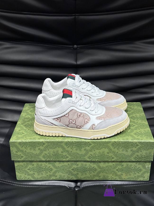 Fortok Gucci Re-Web Sneakers White & Light Beige - 1
