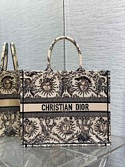 Fortok Dior Sun Black & Beige Embroidery Book Tote 36cm - 1