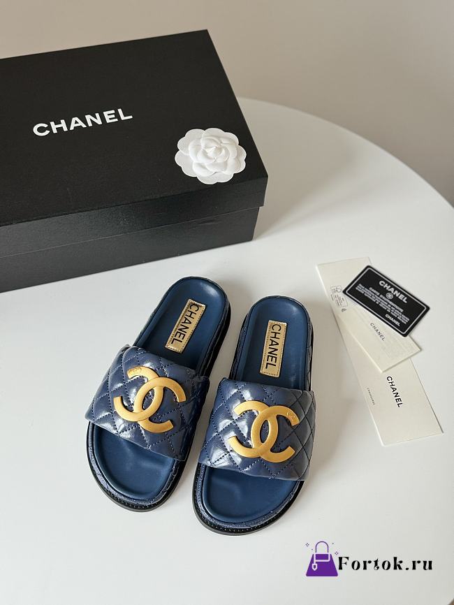 Fortok Chanel Sandals Dark Blue - 1