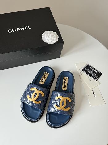 Fortok Chanel Sandals Dark Blue