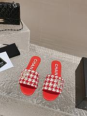 Fortok Chanel Houndstooth Sandals Red - 1