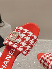 Fortok Chanel Houndstooth Sandals Red - 6