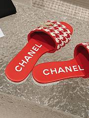 Fortok Chanel Houndstooth Sandals Red - 5