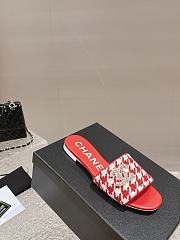 Fortok Chanel Houndstooth Sandals Red - 3