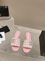 Fortok Chanel Houndstooth Sandals Pink - 1