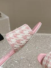Fortok Chanel Houndstooth Sandals Pink - 4