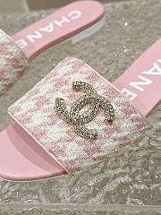 Fortok Chanel Houndstooth Sandals Pink - 5