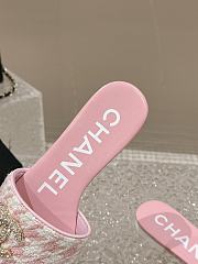 Fortok Chanel Houndstooth Sandals Pink - 2