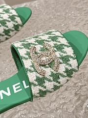 Fortok Chanel Houndstooth Sandals Green - 6