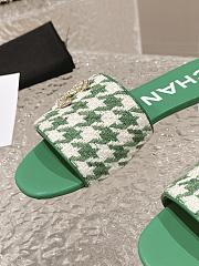 Fortok Chanel Houndstooth Sandals Green - 3