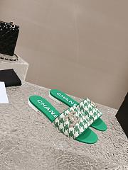 Fortok Chanel Houndstooth Sandals Green - 2