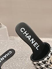 Fortok Chanel Houndstooth Sandals Black - 6